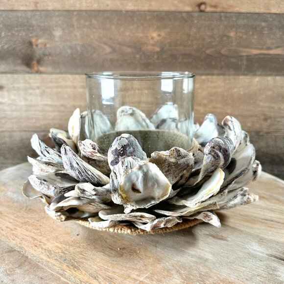 Large Philippines Oyster Shell Seashell Pillar Candle Holder Centerpiece Display - Picture 7 of 12